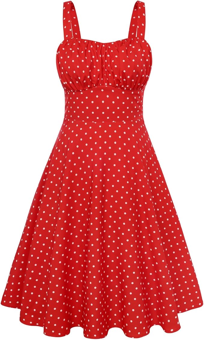 Belle Poque Women's Vintage Sleeveless Floral Ruched